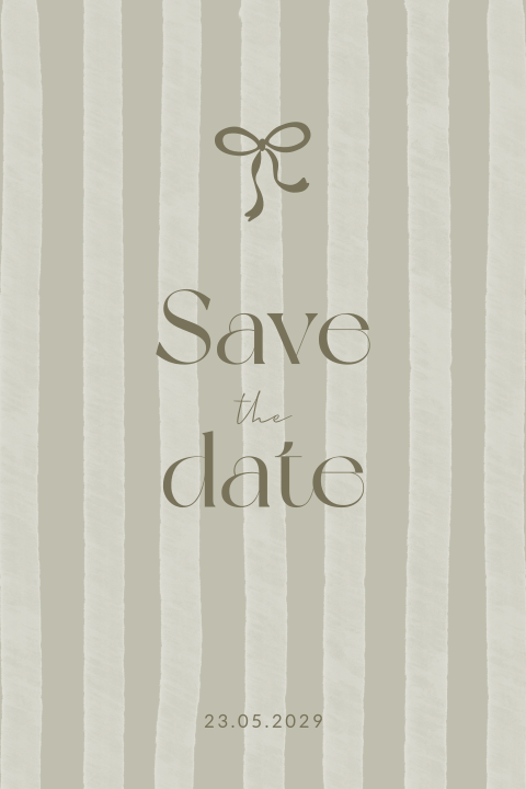 Save the Date kaart met strepen en strik