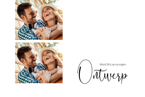 Zelf ontwerpen liggend enkel met fotoframe voor 2 foto's