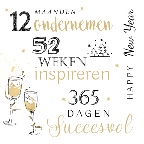 Zakelijke kerstkaart met tekst en proostende glazen