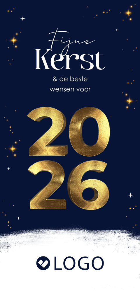 Zakelijke kerstkaart met jaartal, logo en ronde hoeken