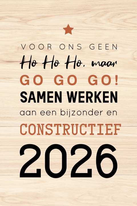 Zakelijke kerstkaart met houten achtergrond en constructief