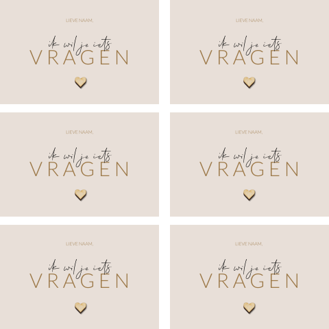 Basic set kaarten voor getuige of ceremoniemeester met houten hartje