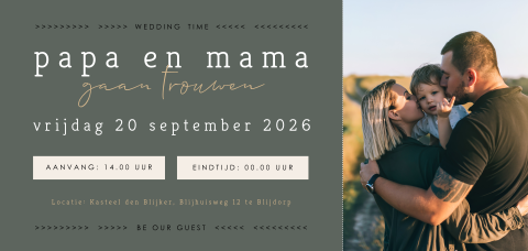 Ticket trouwkaart papa en mama gaan trouwen