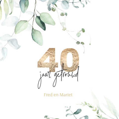 40 jaar getrouwd kaart met eucalyptus takken