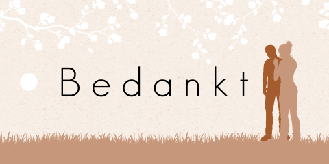 Labeltje trouwbedankje met silhouet bruidspaar - per 10 stuks