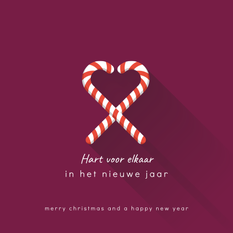 Kerstkaart Ronald McDonald Huis Zwolle zuurstok hart voor elkaar