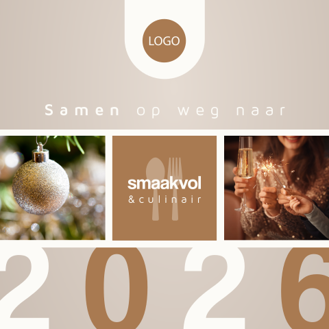 Zakelijke kerstkaart smaakvol en culinair 2026 met eigen logo