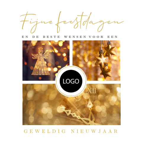 Kerstkaart goed doel Ronald McDonald Huis Zwolle in goudtinten