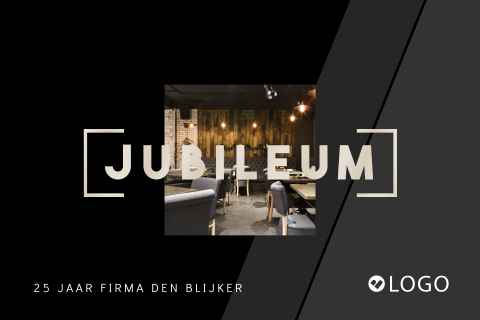 Strakke uitnodiging 25-jarig zakelijk jubileum met hoogglans en foto