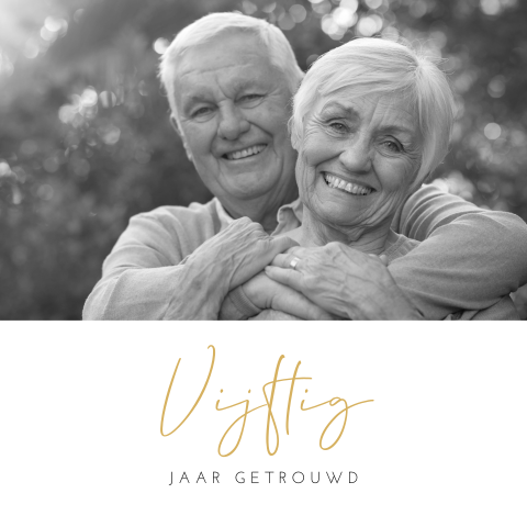 Rustige foto uitnodiging 50 jaar getrouwd