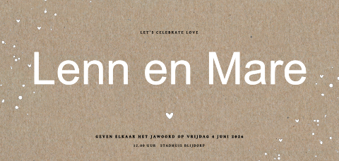 Echt kraft trouwkaart basic met spetters