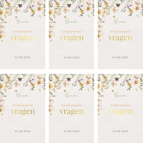 Labeltjes getuige of ceremoniemeester vragen met veldbloemen