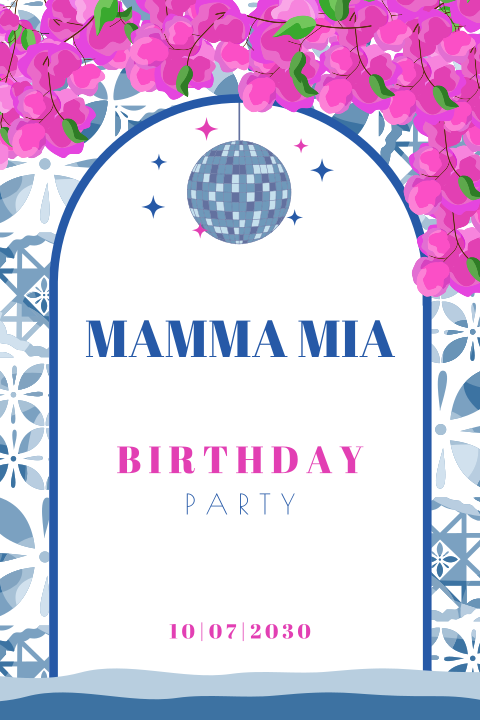 Uitnodiging voor verjaardag in Mamma Mia thema