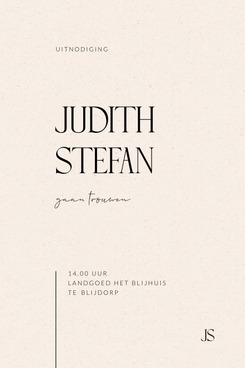 Strakke trouwkaart met typografisch ontwerp