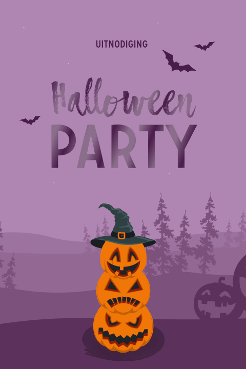 Halloween party uitnodiging met pompoenen en hoogglans