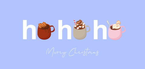 Kerstkaart ho ho ho met drinken in mok