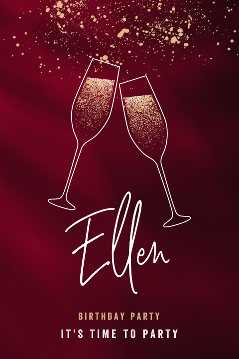 Uitnodiging verjaardag champagne bordeaux
