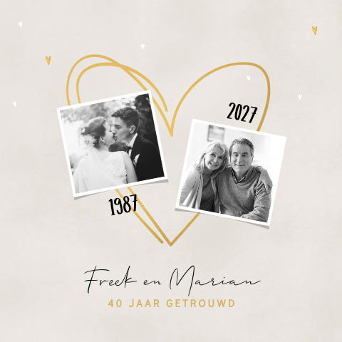 Foto jubileumkaart uitnodiging 40 jaar getrouwd met hart