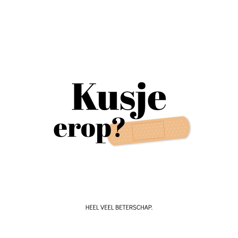 Beterschapskaart kusje erop met pleister