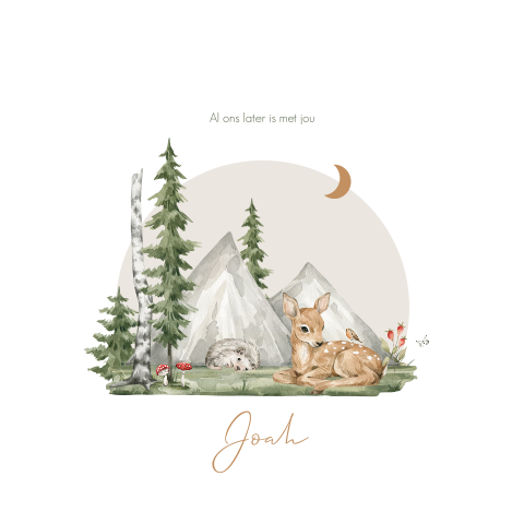 Lief neutraal babykaartje voor jongen of meisje met bosdieren