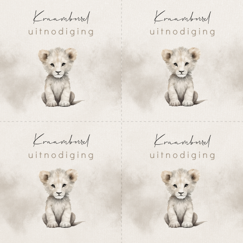 Kraamborrel unisex minikaartjes met schattig leeuwtje