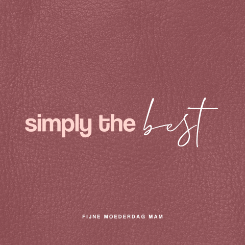Moederdagkaart simply the best met lederlook
