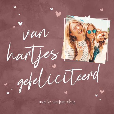 Verjaardagskaart met foto én hartjes