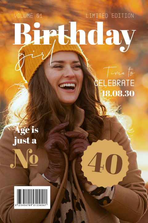 Magazine uitnodiging verjaardag 40 jaar met eigen foto