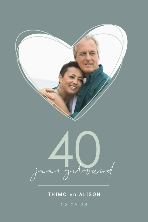 Foto uitnodiging 40 jaar getrouwd jubileum met hart