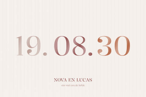 Basic trouwkaart met strepen en trouwdatum in hoogglans lak