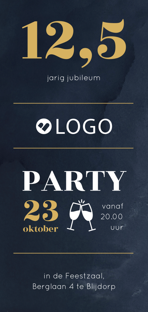 Zakelijke uitnodiging typografisch met proostende glazen en logo