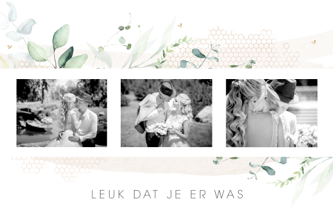 Hippe bedankkaart Classic Botanic met foto's