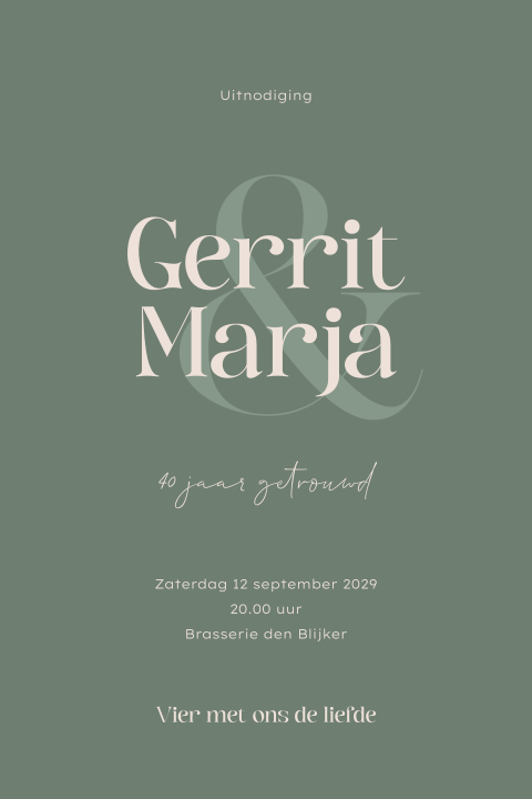Basic typografische 40 jaar getrouwd uitnodiging