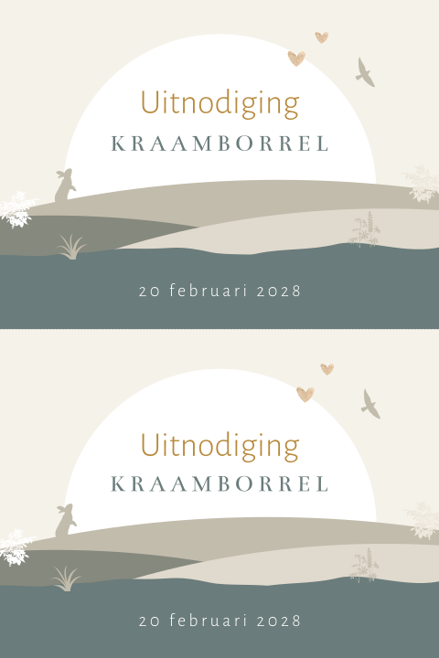 Kraamborrel silhouet minikaartjes voor jongen met landschap en hartje