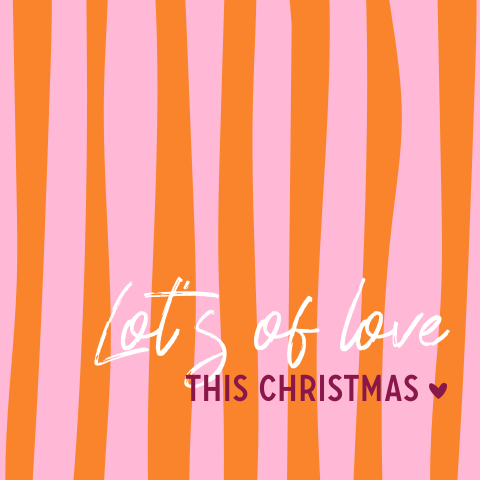 Hippe kleurrijke kerstkaart lot's of love this Christmas