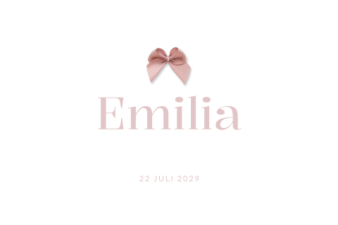 Klassiek geboortekaartje voor een meisje met echt strikje