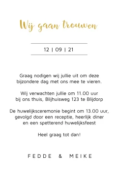 Basic trouwkaart met sierlijke letters