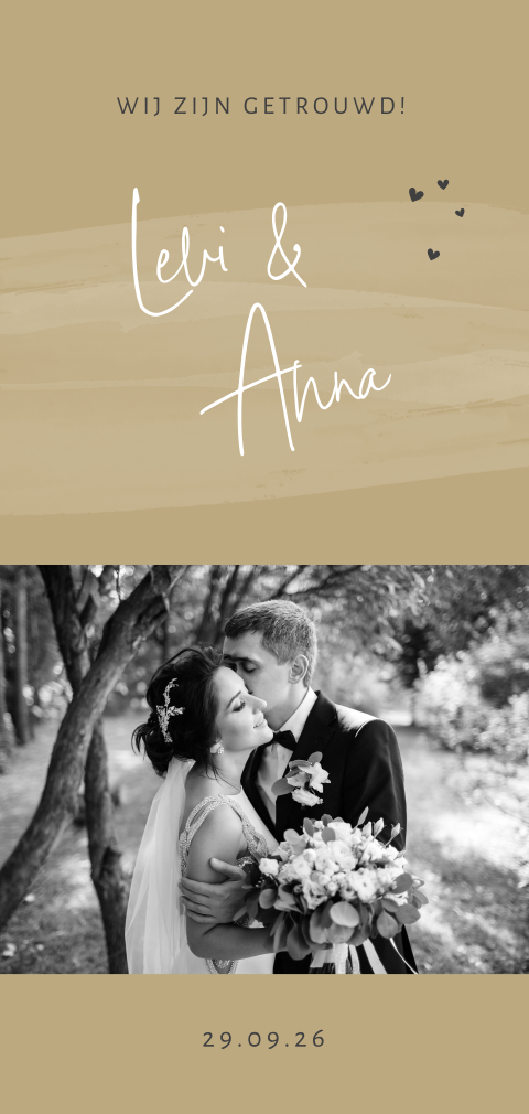 Hippe "wij zijn getrouwd" kaart met foto