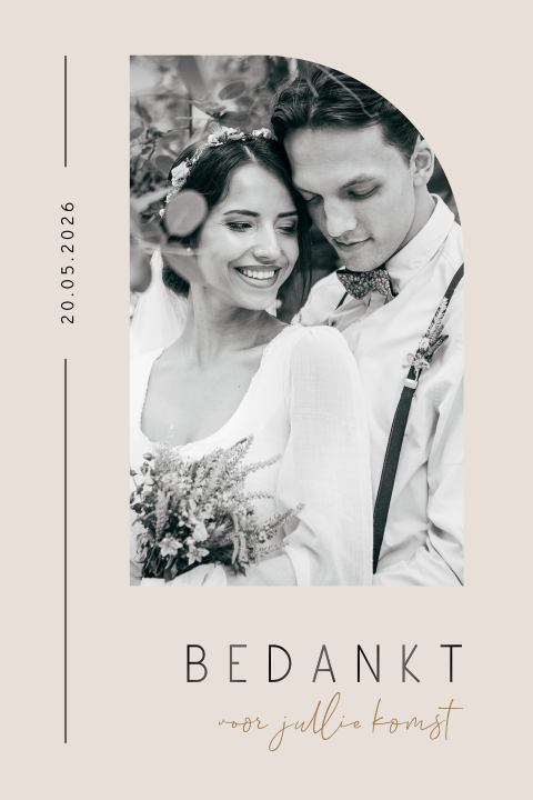 Basic bedankkaart trouwen met foto
