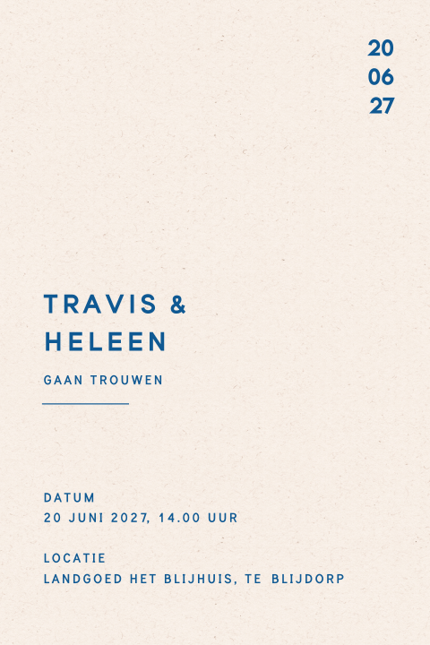 Minimalistische trouwkaart met ronde hoeken