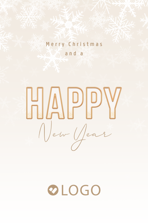 Klein kerstkaartje zakelijk Happy New Year met sneeuw en logo