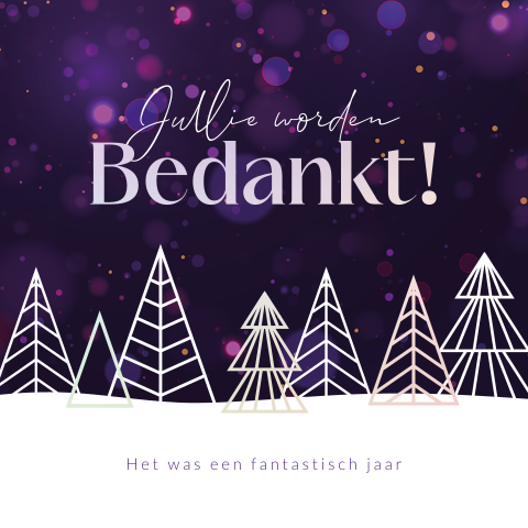 Bedankt zakelijke kerstkaart met foliedruk en kerstbomen