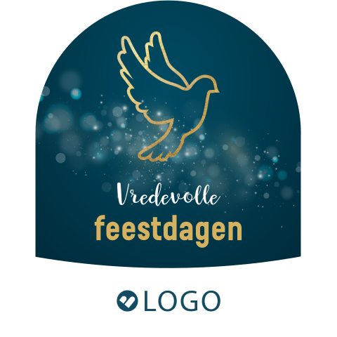 Vrede kerstkaart zakelijk in aparte vorm met duif en logo