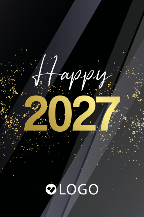 Sprankelend klein kaartje zakelijk happy 2027 met goudfolie