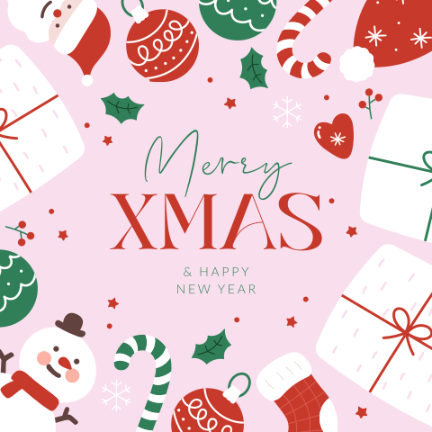 Kleurrijke kerstkaart met verschillende kerst illustraties