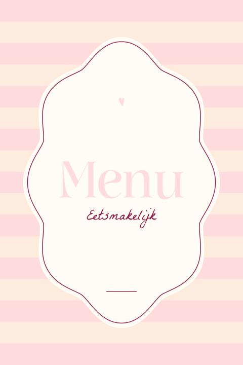 Menukaart 21 diner pastel strepen
