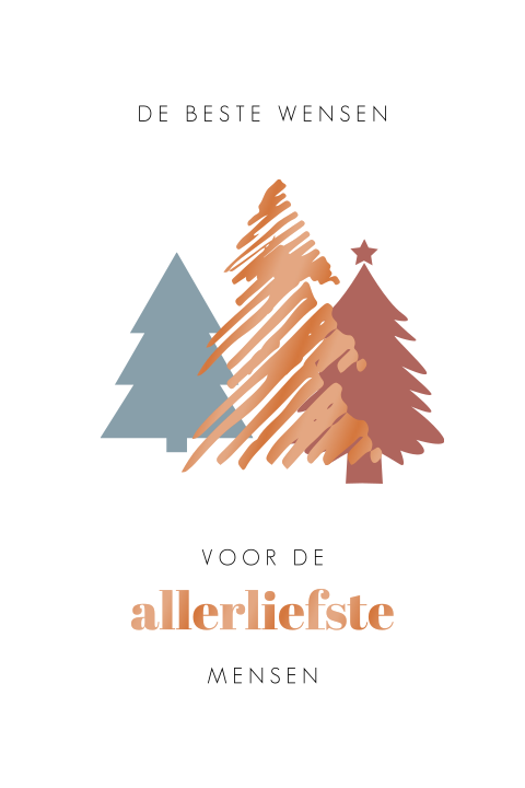Exclusieve kerstkaart met hoogglans en kerstbomen