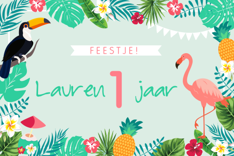 Vrolijke uitnodiging kinderfeest in aloha stijl