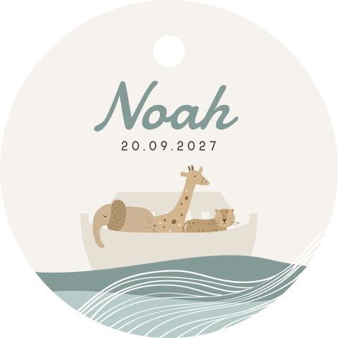 Geboortelabeltje jongen met Ark van Noach (per 16 stuks)