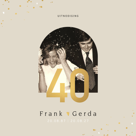 Foto jubileum uitnodiging 40 jaar met goudlook